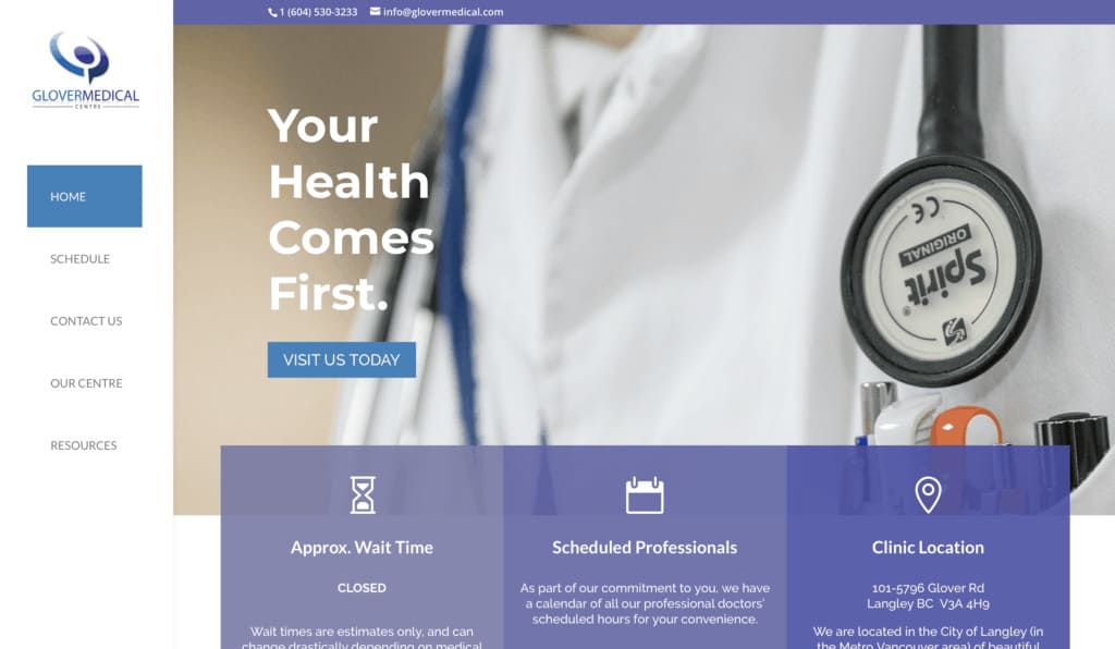 Glover medical centre homepage