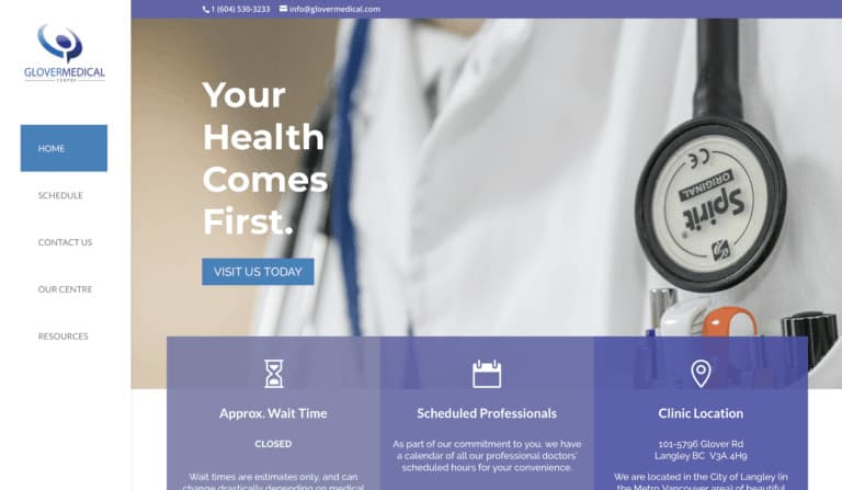 Glover medical centre homepage