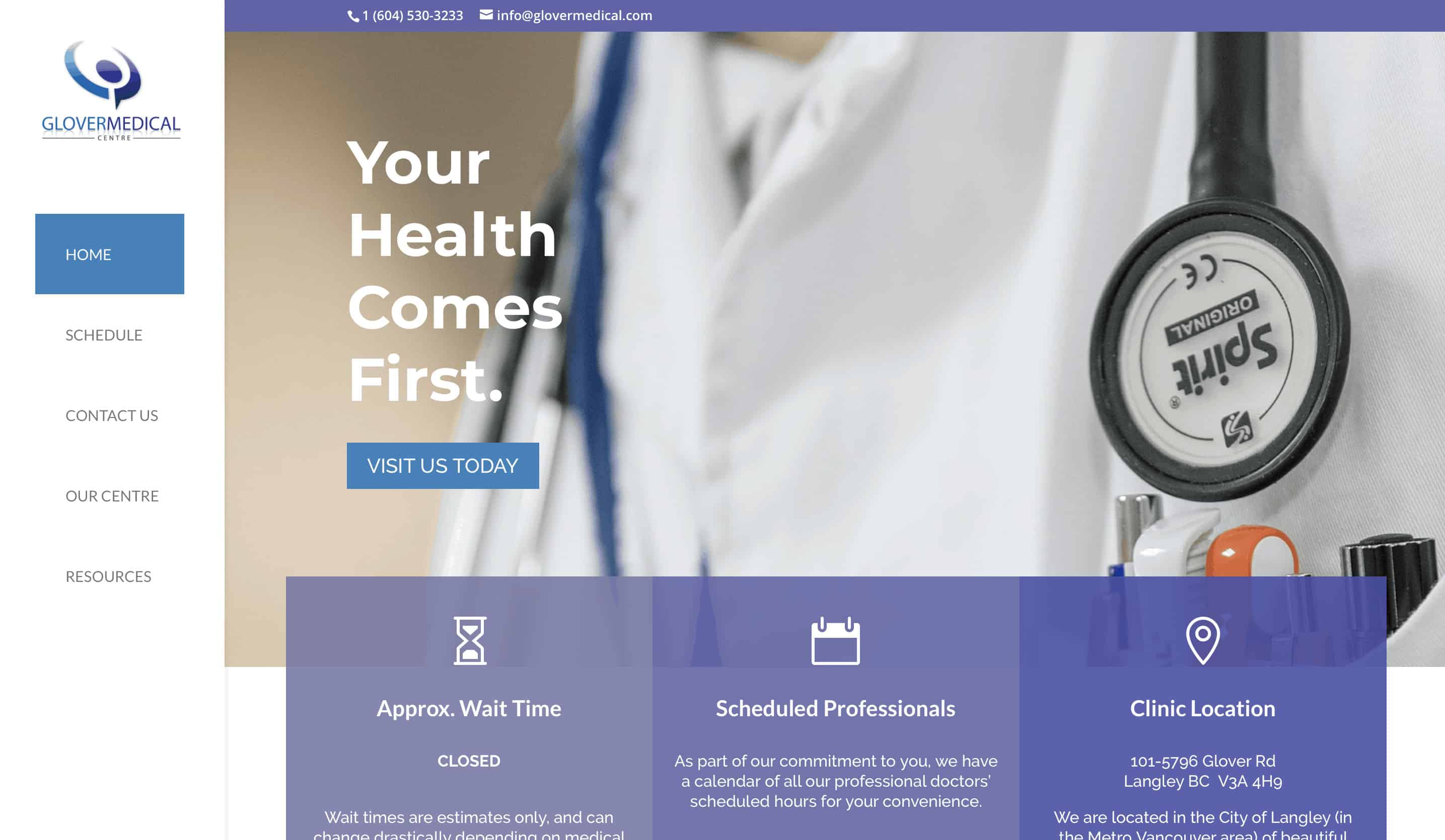 Glover medical centre homepage
