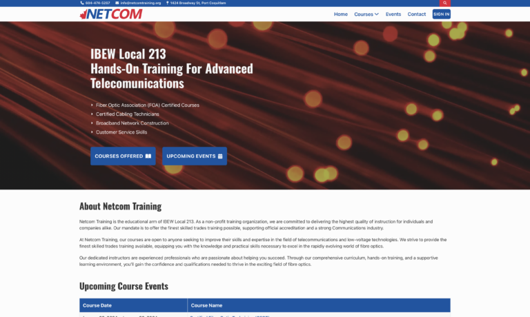 Netcom Training Homepage Screenshot