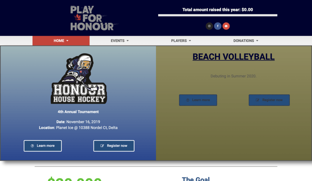 Play for honour homepage