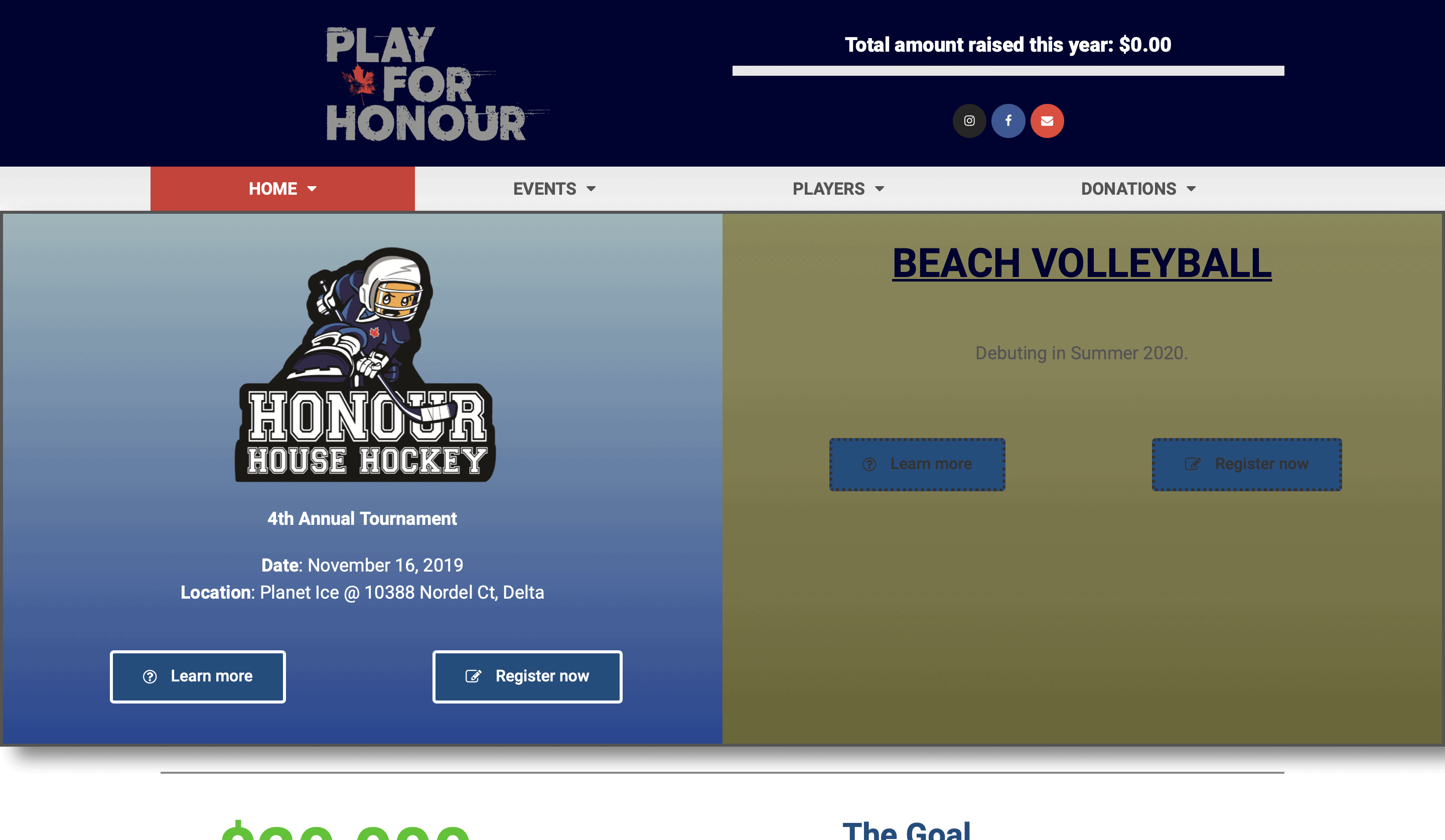 Play for honour homepage