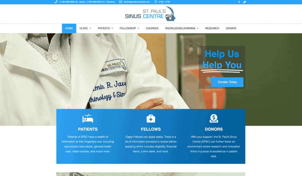 St paul's sinus centre homepage