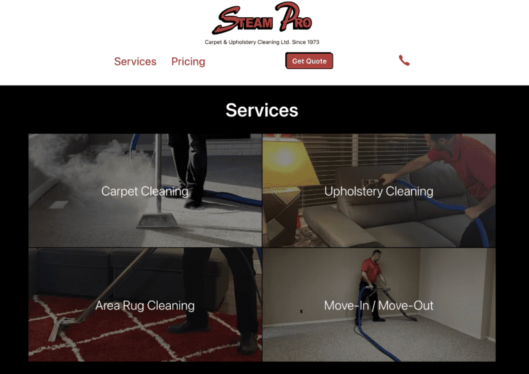 Tim warden steam cleaning website screenshot
