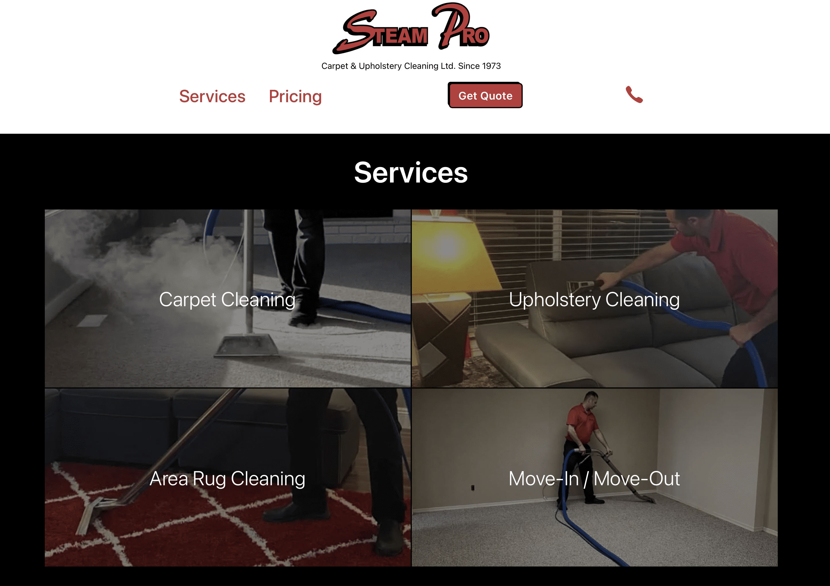 Tim Warden Steam Cleaning website screenshot