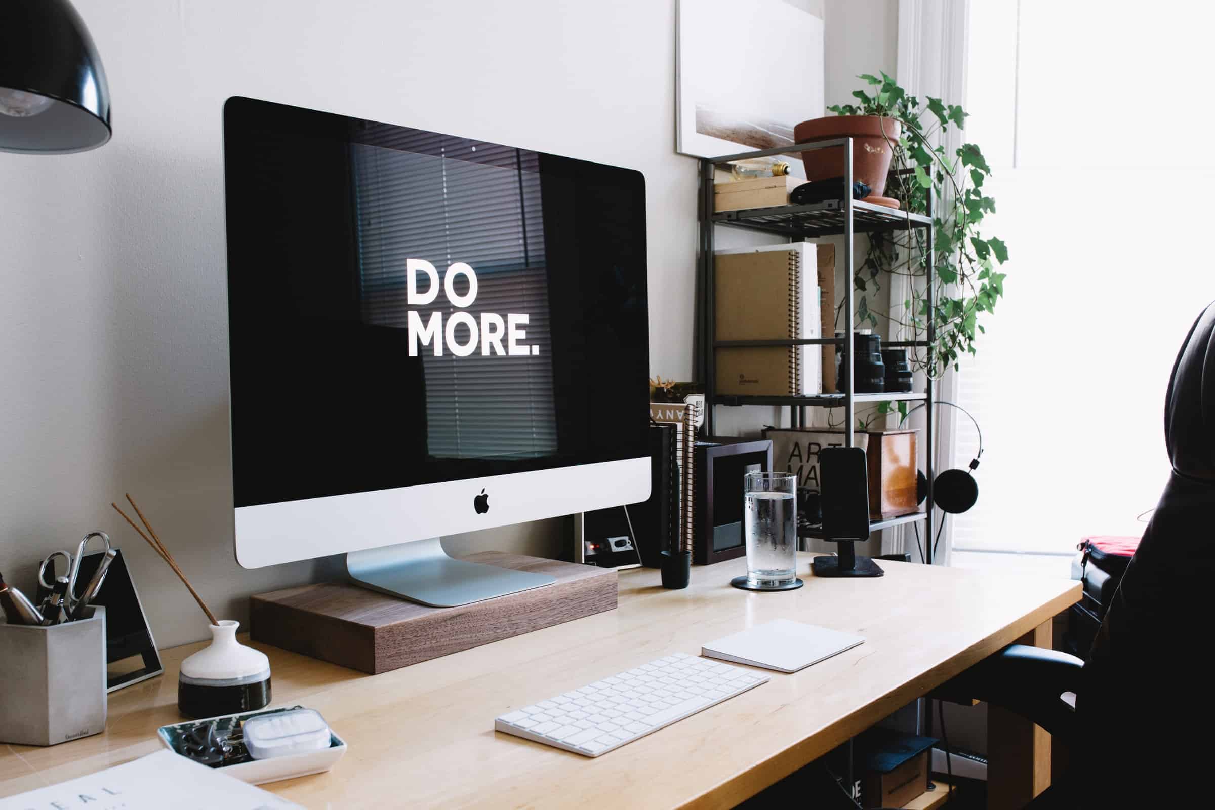 Desk with computer do more desktop background